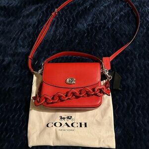 Coach Cassie 19 Heart Red Leather Crossbody Bag